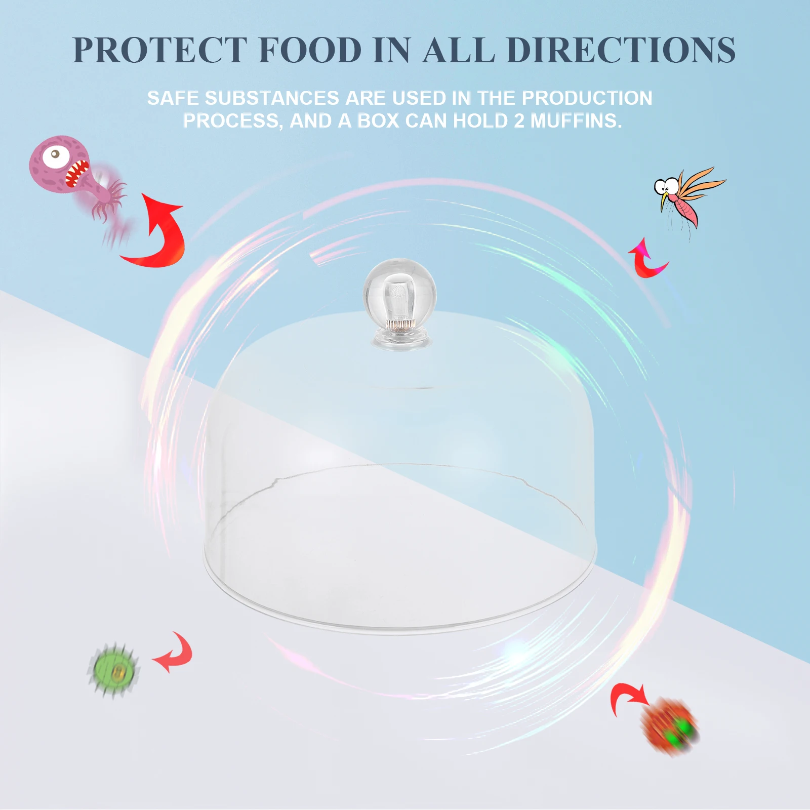 

Acrylic Cake Cover Transparent Food Covers Lightweight Portable Easy Clean Kitchen Tool for Home Party Picnics Hotels Round Dust