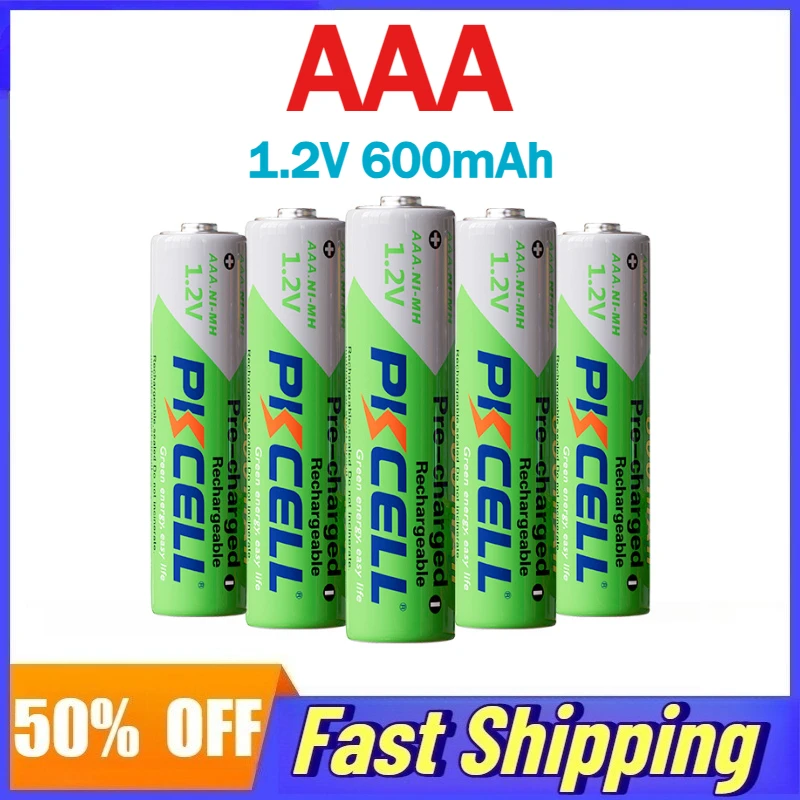 

50Pcs AAA 1.2V 600mAh Rechargeable Ni-MH Battery for Small Electric Fan Wireless Microphone Electronic Toy Remote Control