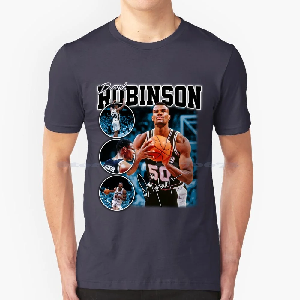 David Robinson Basketball Signature Vintage Retro 80S 90S Rap Style Perfect Gift For Basketball Lovers T Shirt 100% Cotton Tee