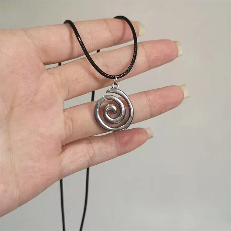 Hip Hop Burning Sun Pendant Leather Rope Necklace Vintage Whirlpool Geometric Necklaces For Men Boys image 3