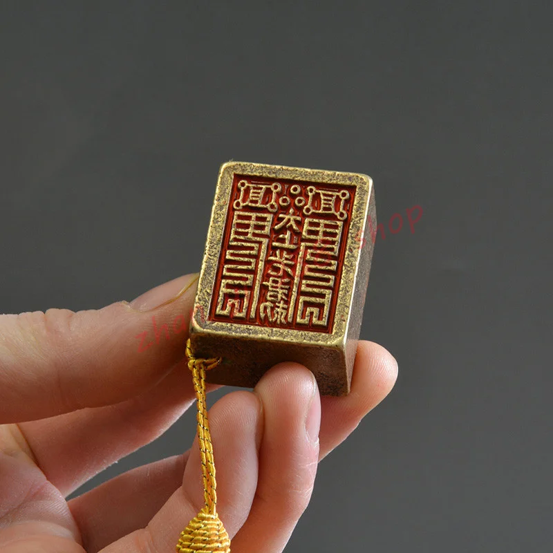 

Old copper Seal, Taoist seal, Lord Lao Zi Imperial edict ,Exquisite solid copper seal 4 × 3cm