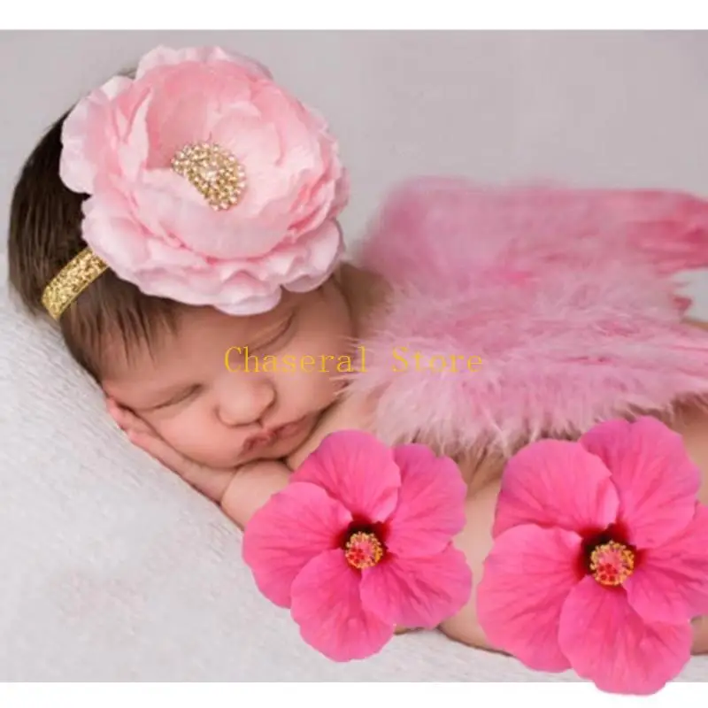 

E7CE 2PCS Neworns Wing & Flower Headrress Headrress Baby Shower Decoration