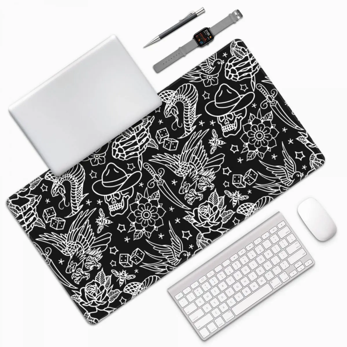 

American Traditional Tattoo Flash Print Large Mouse Pad Computer Keyboard Mouse Mat Gamer PC Laptop Desk Mat