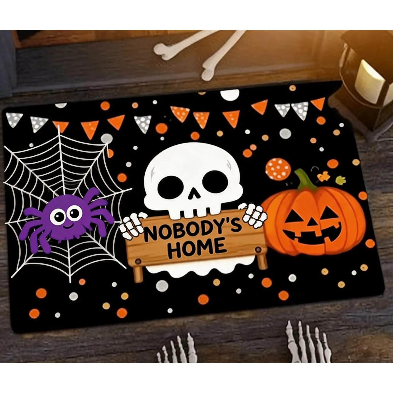 1pc, Halloween-Themed Quirky Pumpkin Ghost Black Cat Patterned Rug, a Non-Slip Mat for The Entrance, Soft And Absorbent Bathroom Non-Slip Mat, Halloween Kitchen Home Decor Rug, Suitable for Placement at Indoor And Outdoor Doorways