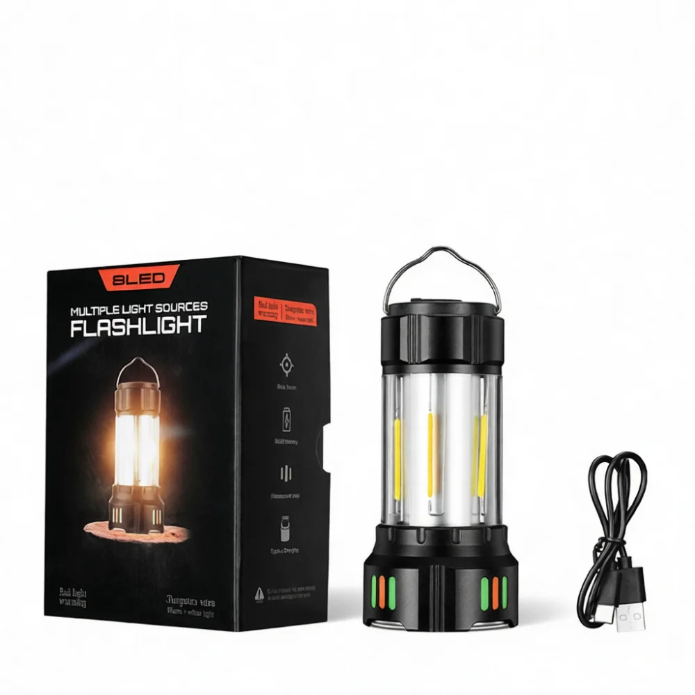 Waterproof Camping Light Flashlight Rechargeable Portable Tent Lantern Atmosphere Lamp Multi Functional Outdoor Hiking Gear