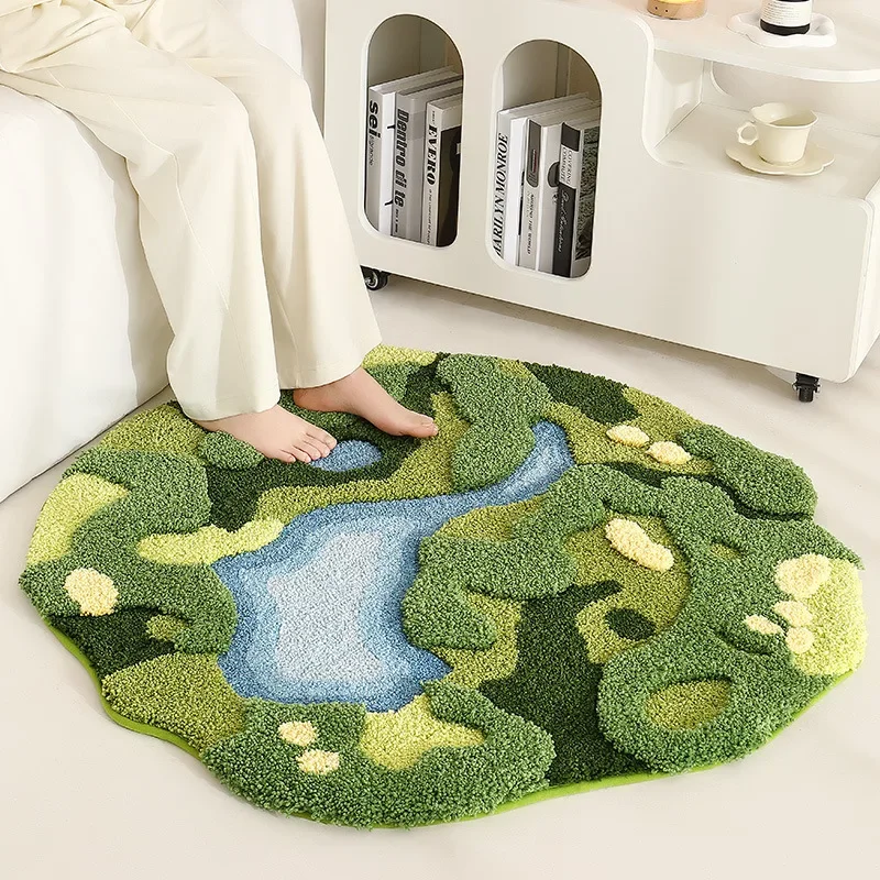 High Quality Moss Rug Thick Plush Bedroom Bedside Area Rug Three-dimensional Carpet Surface Living Room Decorative Floor Mats