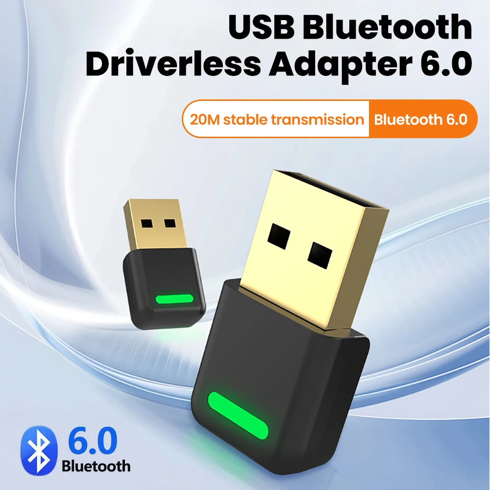 

USB Bluetooth Adapter Driver Free Bluetooth 6.0 Dongle for PC Windows 11/10/8.1/7 Mouse Keyboard Audio BT Receiver Transmitter