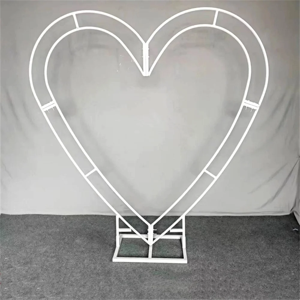 8.2Ft Heart Shape Double Rod Flowers Stand Frame Wedding Stage Background Arch Baby Shower Home Decoration Support Customize