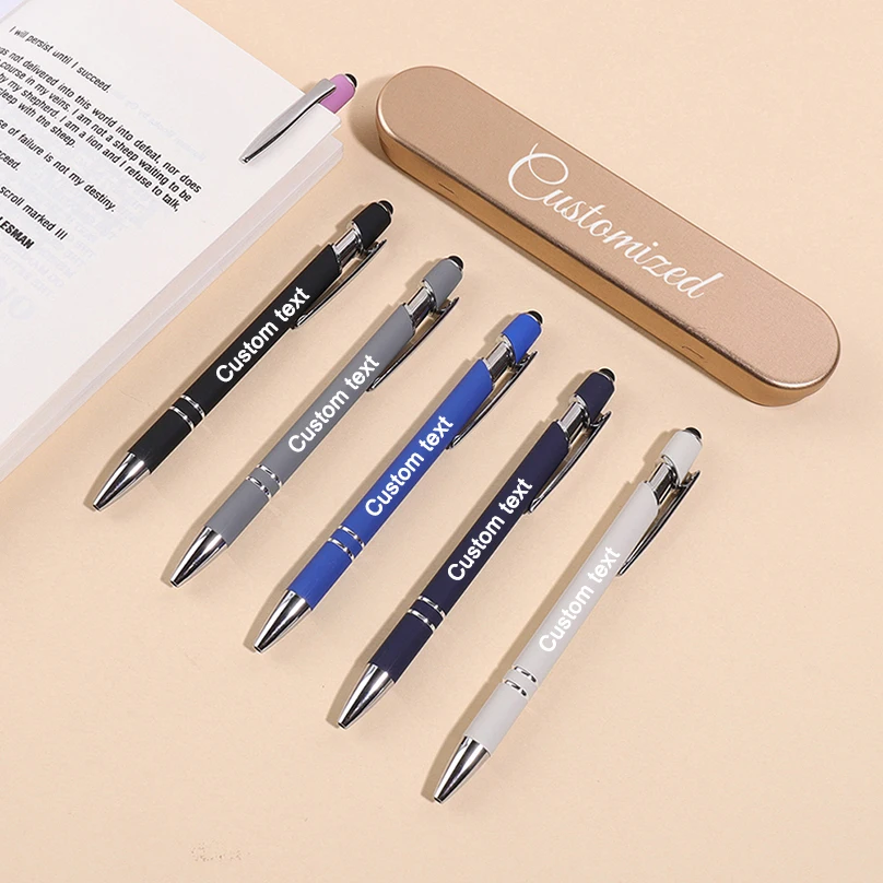 Custom Name Ballpoint Pen Personalized Text Stylus Ballpoint Pen School Supplies Graduation Gift Customized Name Metal Push Pen