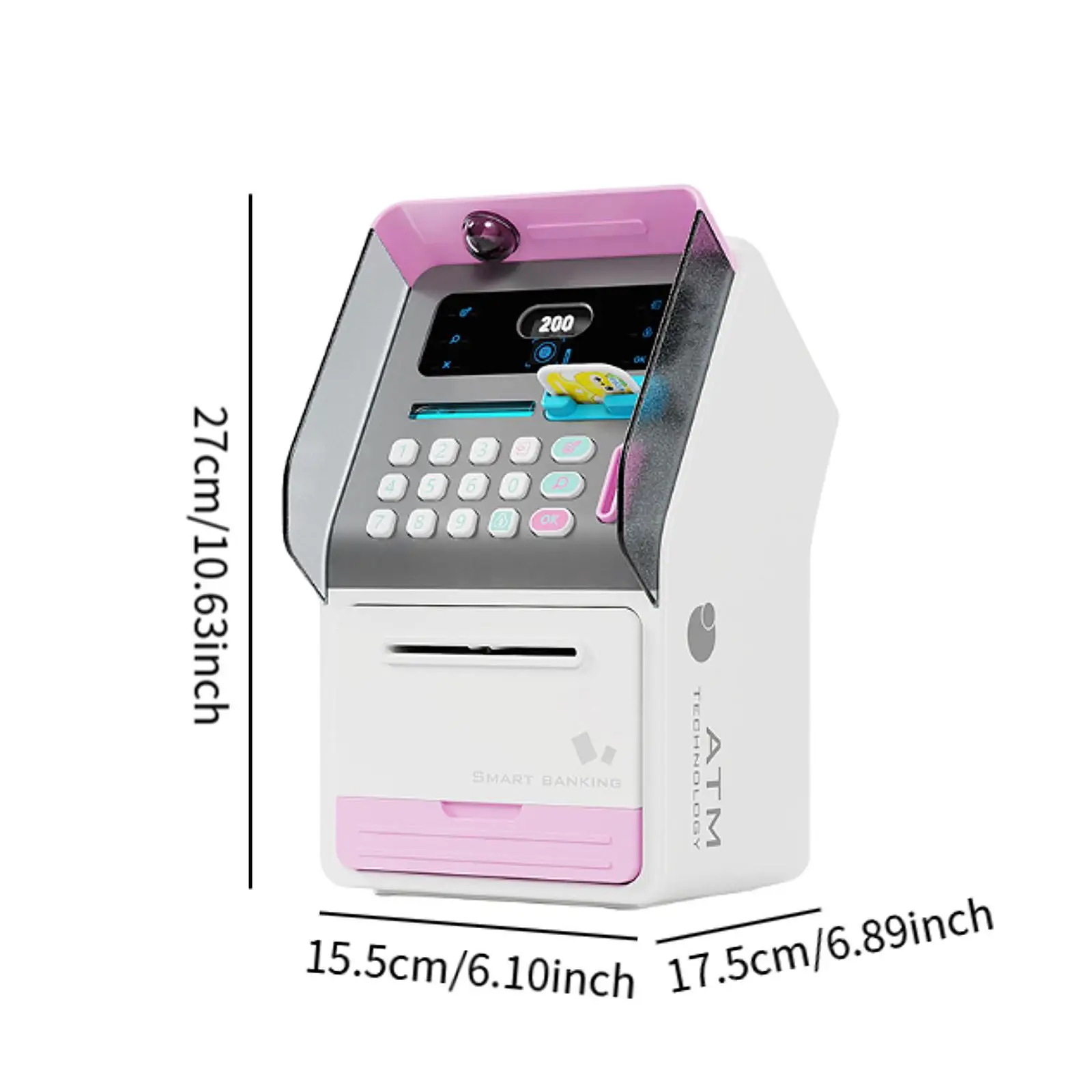 Banque de reconnaissance faciale de simulation de tirelire ATM, éducative avec visage