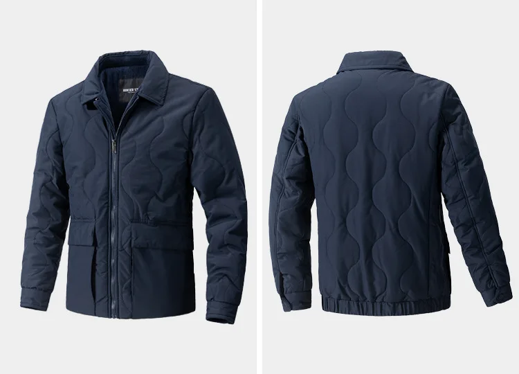Men Turn-down Collar Multi Pockets Solid Color Simple Basic Daily Casual Trendy Parkas Autumn Winter New Fashion Coats Male Tops