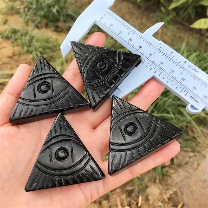 Natural Crystal Black Obsidian Carving Eye All-Seeing Eye Devil Eye Carving Amulet Folk Art Witchcraft Craft Carving Jewelry