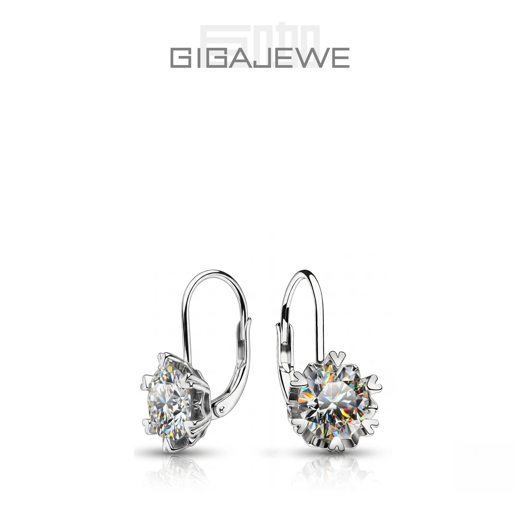 GIGAJEWE Moissanite D Color VVS1 Total 2.0ct 925 Silver Drop Earring 18K Gold Plated Diamond Test Passed Jewelry Woman Girl Gif