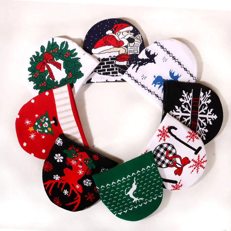 Christmas Knitted Cold Hat Knitted Hat Men's Warm Wool Warm Fashion Masked Hat Women's Winter Brimless Hat New Style