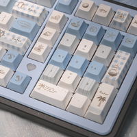 133Keys Coastline Keycap Cherry Pbt Full Five-Sided Thermal Sublimation Process Blue And White Nautical Keycap For Aula F75/F99