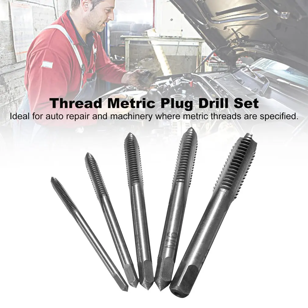 HSS M3 M4 M5 M6 M8 Machine Spiral Point Straight Fluted Screw Thread Metric Plug Hand Tap Drill Set Hand Tools