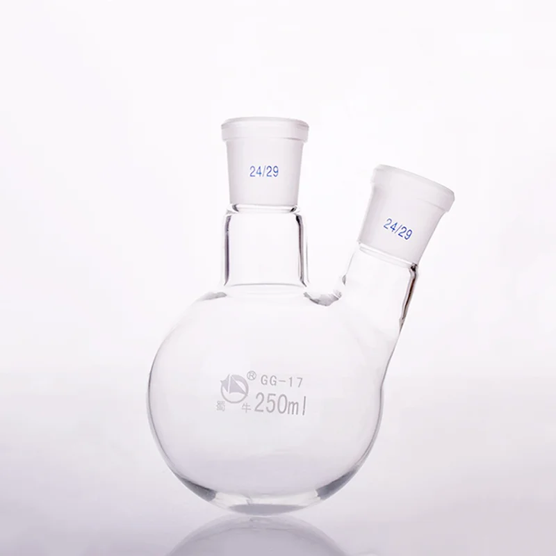 1piece 50ml-2000ml Double-neck Round Bottom Laboratory Sloping/straight Distillation Glass Flask