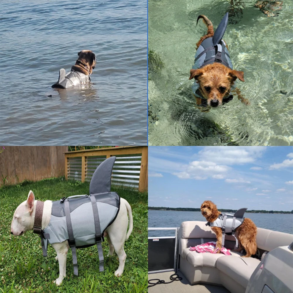 Life Jacket Dog Shark Dog Swimsuit Enhanced Buoyancy Small Dogs Swimming Clothes Safety Vest with Handle for Dogs Surfing