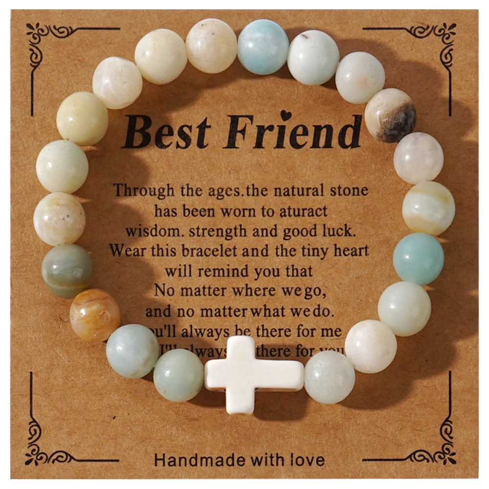 Shinus 2024 Fashion Gemstone Beaded Bracelets Stack Stretch Exquisitely Handcrafted Stone Healing Cross Jewelry For Women Men