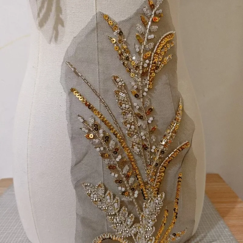 1-2 Pieces, Exquisite Tassel Bead Embroidery, Sequin , Embroidery Stickers, DIY Wedding Dress Decoration, Clothing Accessories