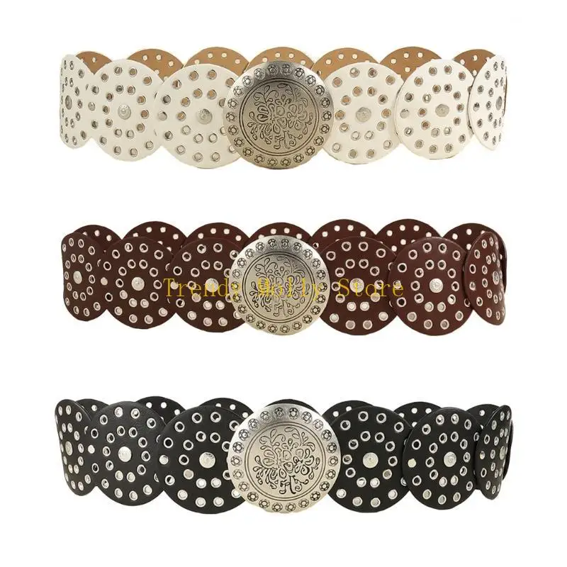 N5KB REFICE ROUND BOCKLE حزام على الطراز الغربي للرجال بنطلون سراويل