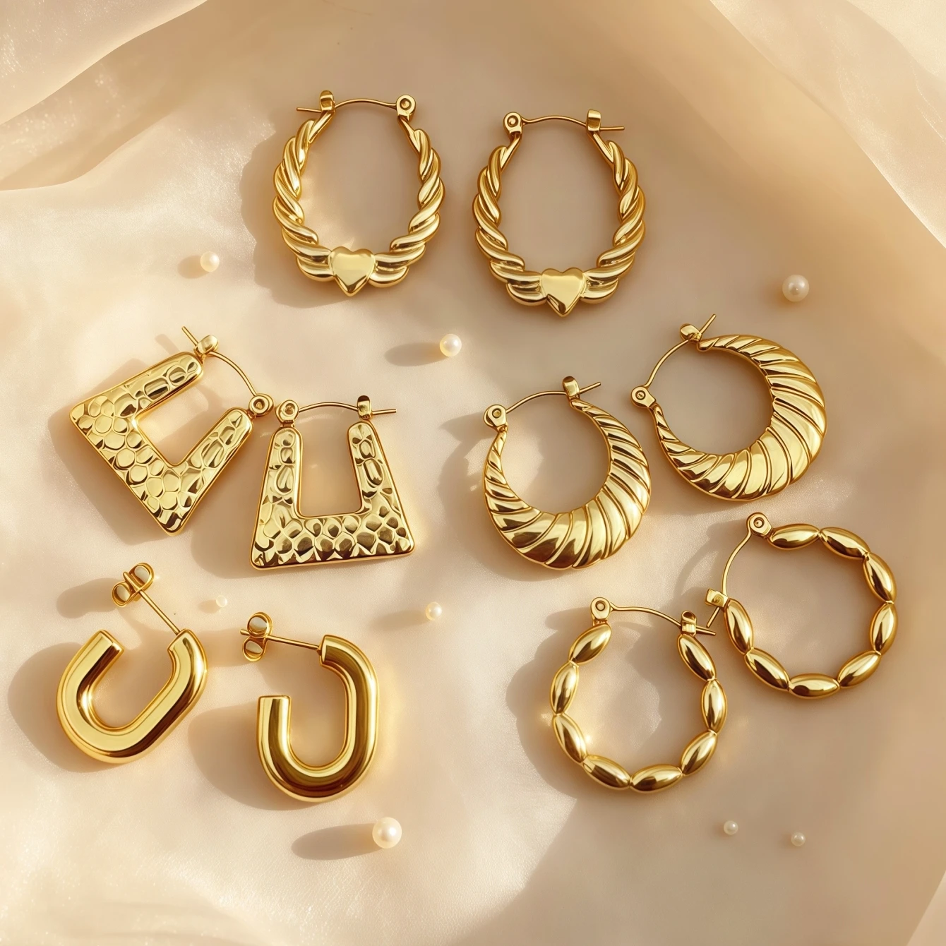 5Pairs Elegant Fashion Stainless Steel Hoop Earrings For Women Mix Style Simple Irregular Geometry Daily Jewelry Party Gifts