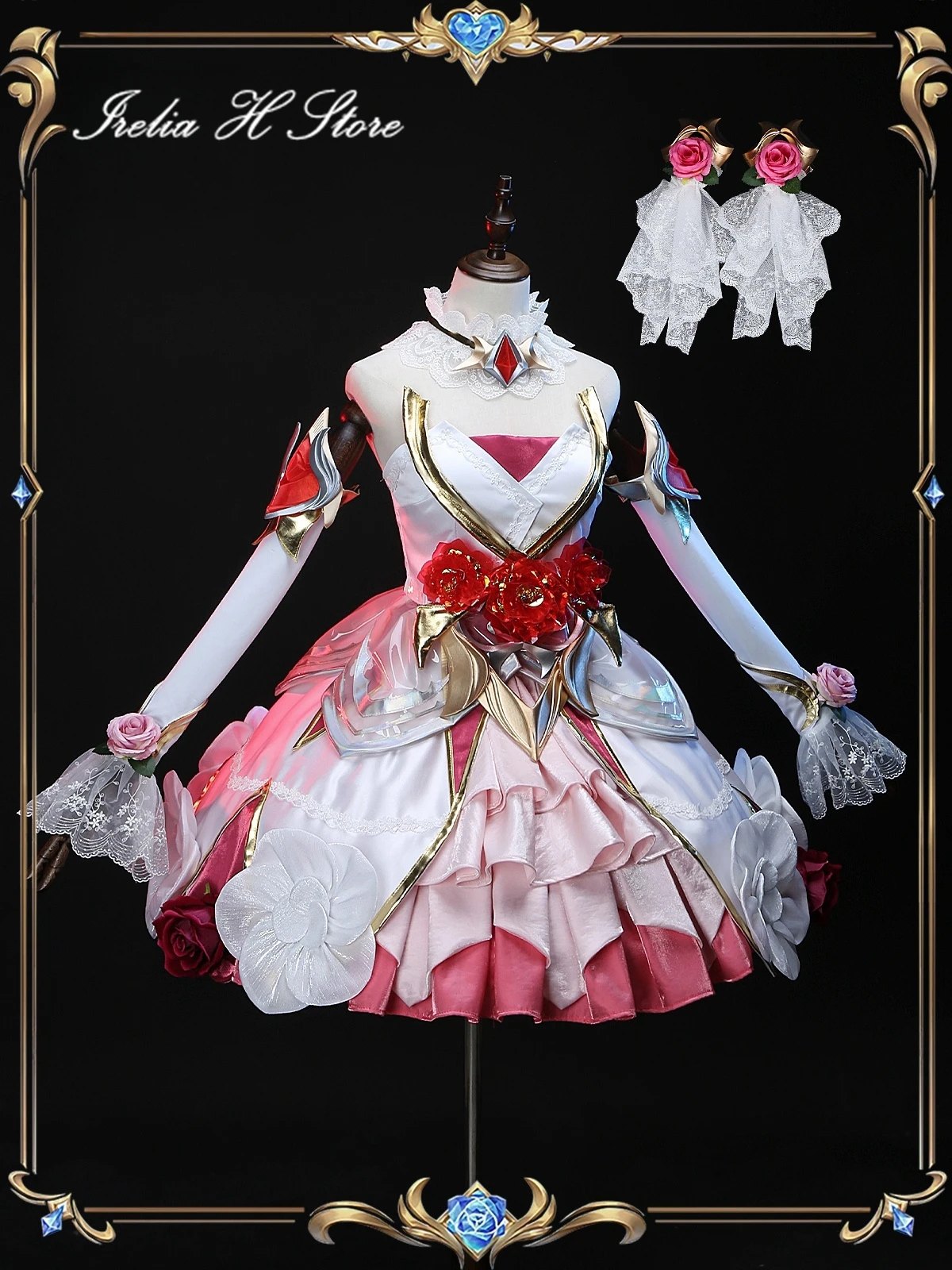 

Irelia H Store Gwen from LOL Crystal Rose Gwen Cosplay Costume game Dress female Halloween Costumes