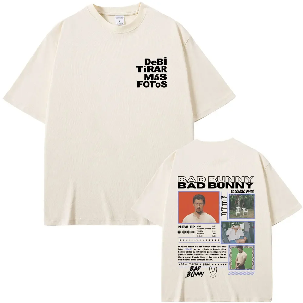 Rapper Bad Bunny Graphic T Shirts DeBi TiRAR MaS FOToS DTMF Print T-shirts Men Women Clothing Fashion Hip Hop T-shirt