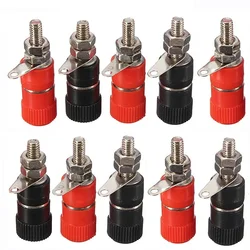 10pcs 4mm Red&Black Banana Socket Professional Binding Post Nut Banana Plug Jack Connector Nickel Plated For 4mm Banana Plug