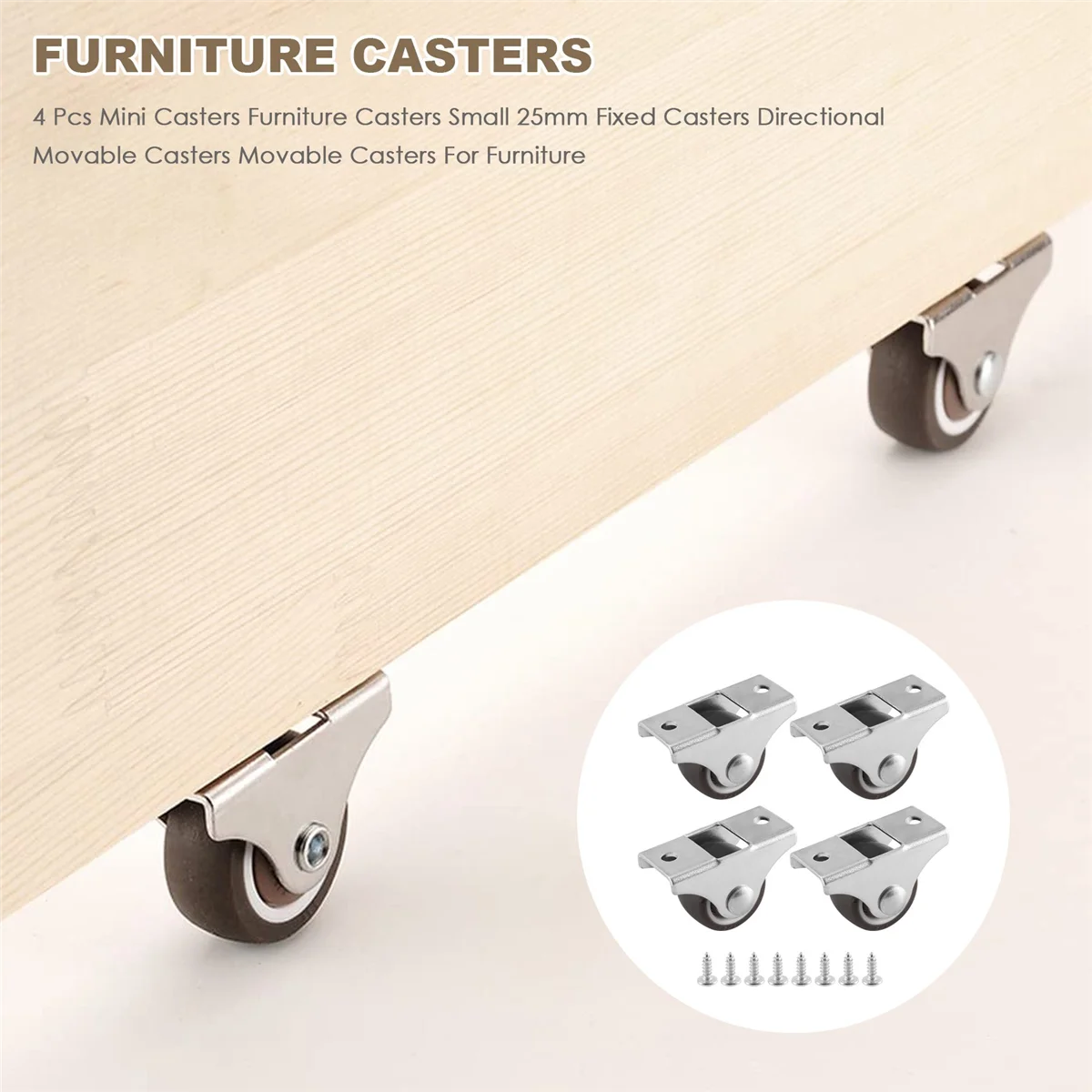 

ABLK 4 Pcs Mini Casters Furniture Casters Small 25mm Fixed Casters Directional Movable Casters Movable Casters for Furniture