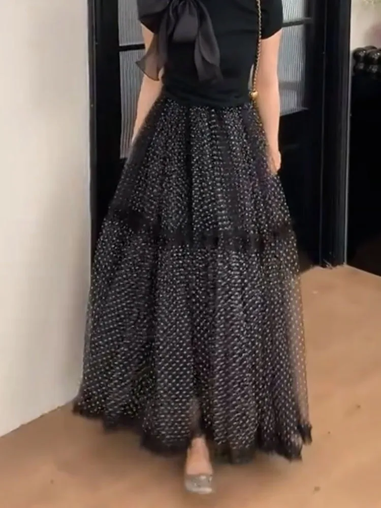 

Юбка А-силуэта Bla Me в корейском стиле, с высокой талией, летняя, новая, свободная, эластичная, средней длины, для женщин больших размеров