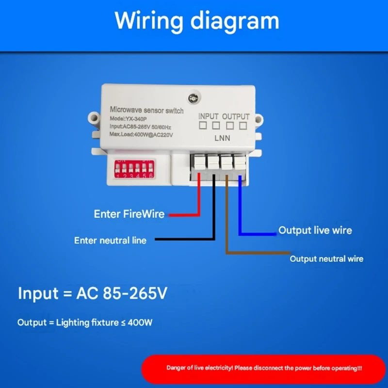 5.8GHz Microwave Motion Sensors Switching Adjustable Time Light Control With 0-8Meter Detection Ranges For Indoor Lighting