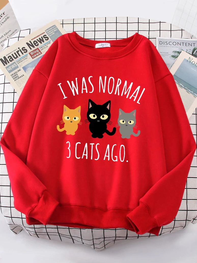 I Was Normal 3 Cats Ago Print Women\'s Hoody Fashion S-XXL Hoodies High Quality Hoodie Oversize Loose Casual Female Sportswear