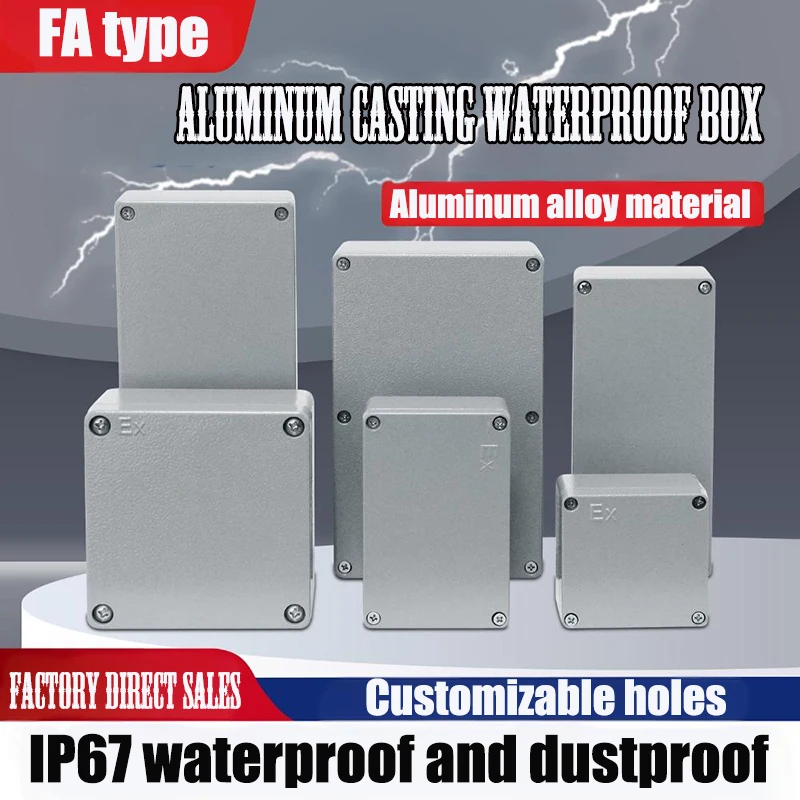 IP67 Waterproof, Cast Aluminum Wiring Waterproof Box for Outdoor Engineering Explosion-Proof Power Supply Sealed Box, Button Con