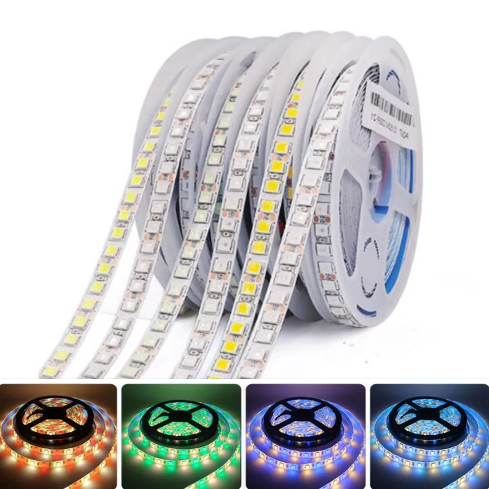 5 m/rolka listwa oświetleniowa LED 5054 120LED/M12VRGB biały czerwony zielony niebieski elastyczne światło do dekoracji pokoju podświetlenie