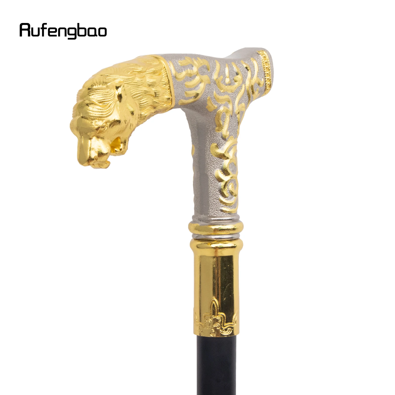 Golden White Lion Handle Luxury Walking Stick Party Fashion Elegant Walking Stick Decorative Cospaly Cane Knob Crosier 89cm