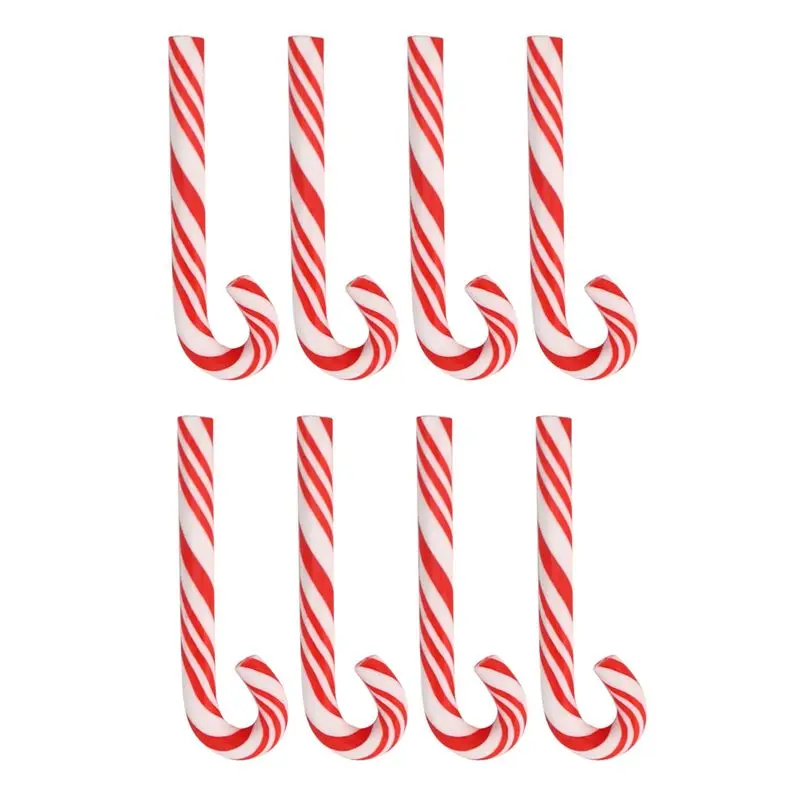 200Pcs Red And White Handmade Christmas Candy Cane Kawaii Miniature Food Dollhouse Home Decor-AT64