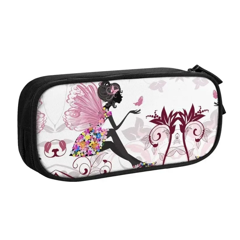 Anime Flower Fairy Butterfly Girls  Pencil Pen Case Stationery Bag Pouch Holder Box Organizer for Teens Girls Adults Student