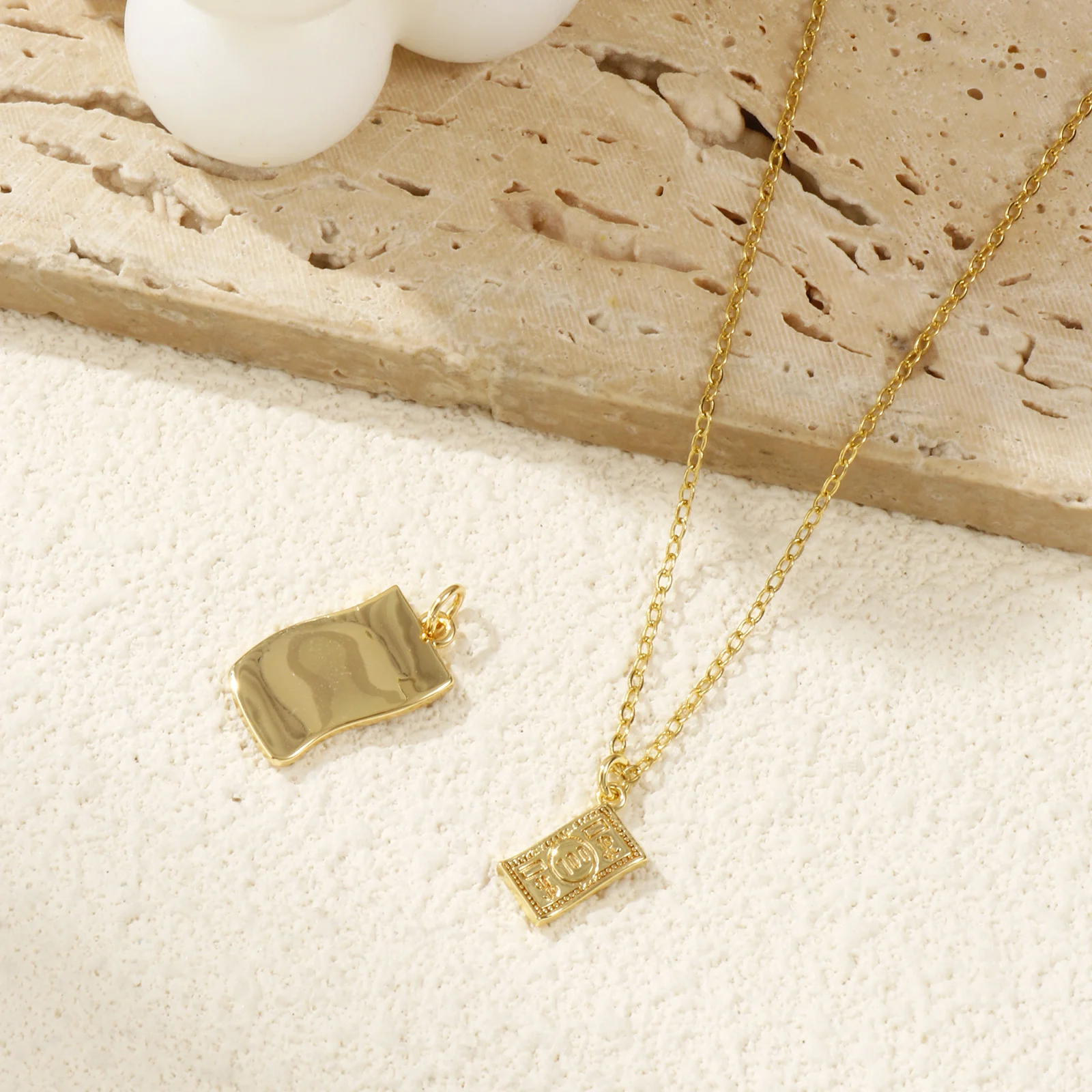 2 قطعة دلايات الدولار الأمريكي المحدودة الغنية لصنع المجوهرات 18K مطلية بالذهب الحقيقي المال نمط قلادة نحاسية قلادة Findings بها بنفسك النتائج #6