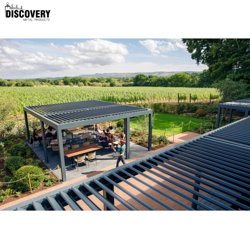 Motorized Louver Roof Bioclimatic Aluminum Pergola 3x3 Outdoor Waterproof Terrace Louver Door Gazebo for Garden Living Space