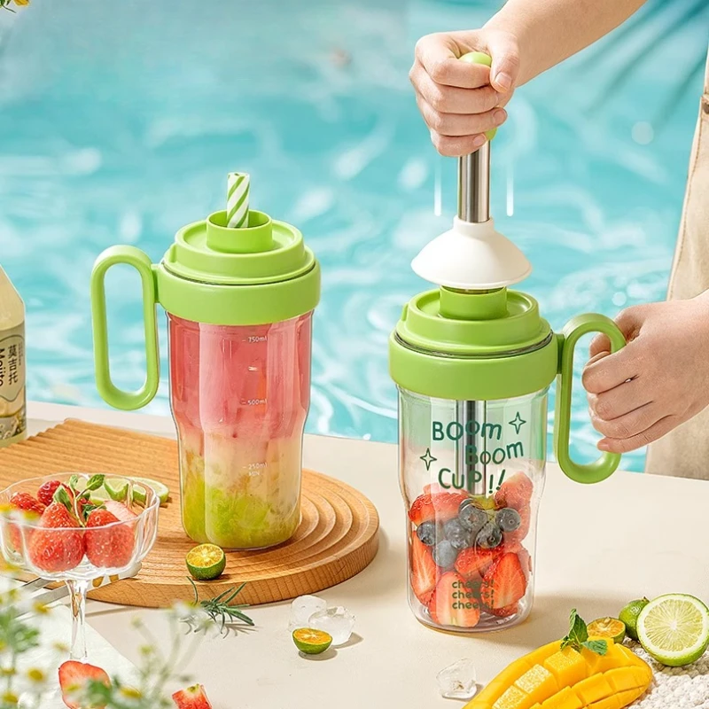 Manual Shake Cup Ice Ramming Hammer Home Hand-squeezed Lemon Tea Complete Set Tools Straw Water Cup with Handle Kitchen Gadgets