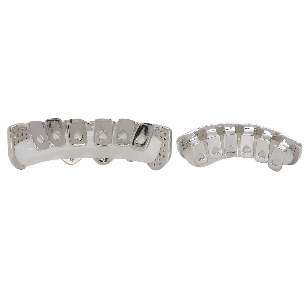 Cold Bling Teeth Decoration Silver Top Bottom Mouth Teeth Brace Set Unisex Gold Dental Fashion Jewelry For Hip Hop Costume