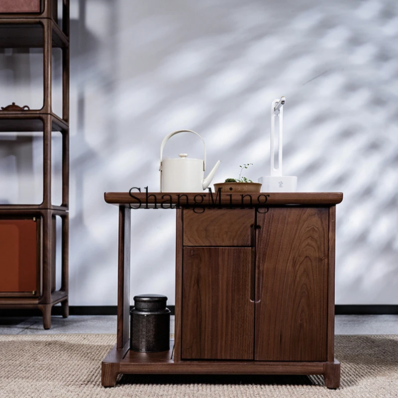

CL tea cabinet Solid wood black walnut new Chinese style lower bucket side few tea table storage cabinet