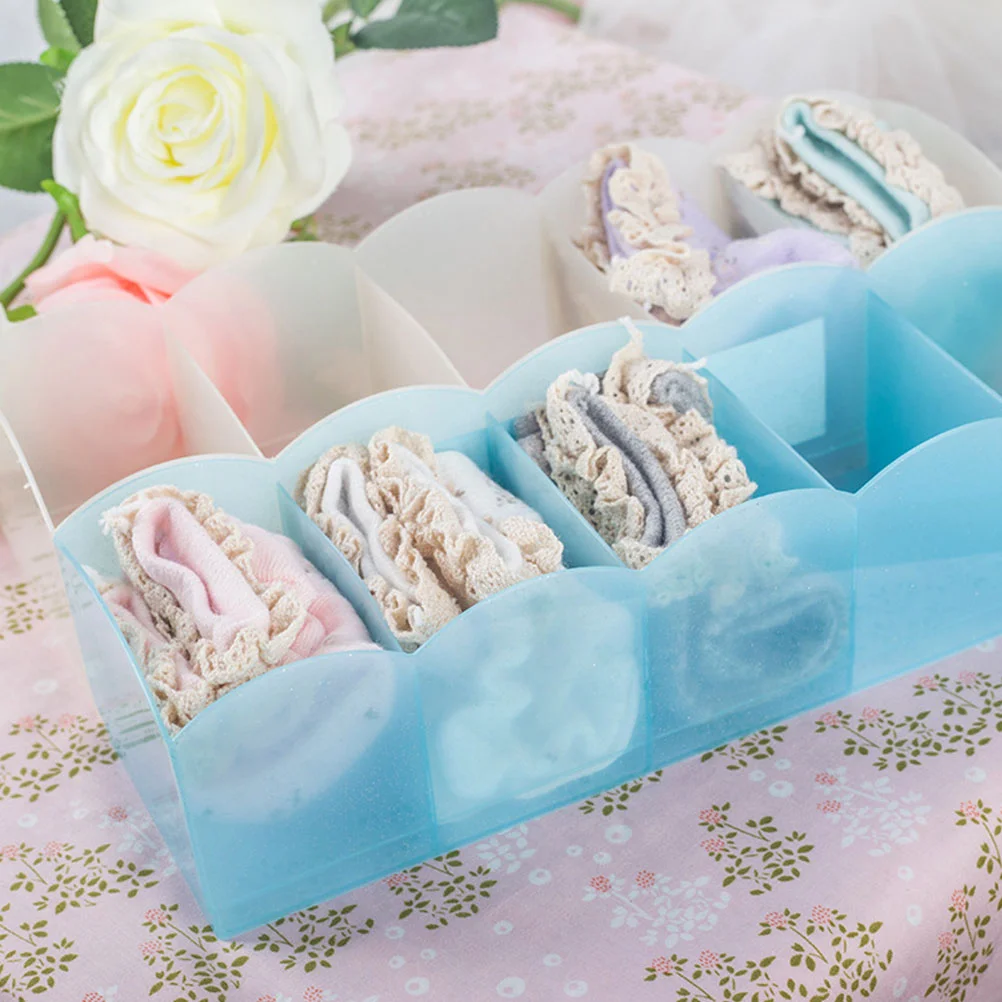 

3Pcs Underwear Storage Boxes Stackable Plastic Five Grid Organizer Socks Underpants Drawer Organizer Case Underwear Boxes