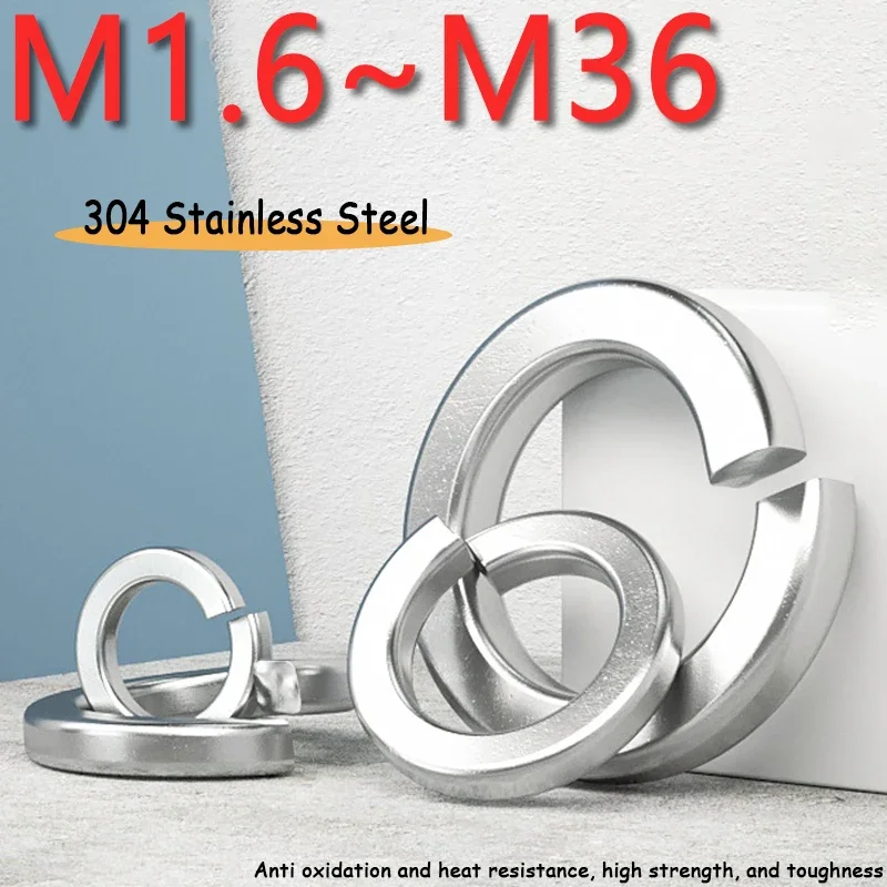 

1~500pcs Spring Split Lock Washer Elastic Gasket M1.6M2M2.5M3M4M5M6M8M10M12M14M16M18M20M22M24~M36 304Stainless Steel Lock Washer