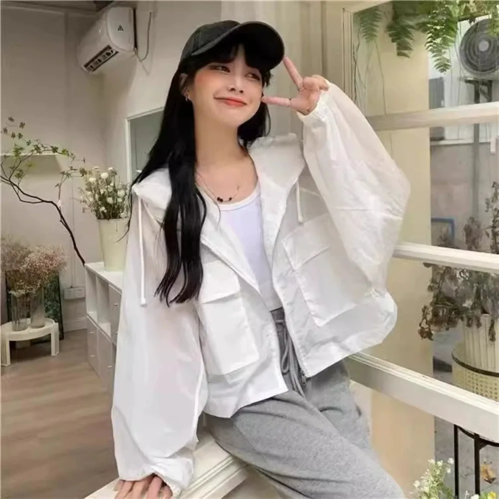 Simplicity Thin Sunscreen Clothing Loose Sun-Protective Leisure Hooded Outwear Anti UV Waterproof Windbreaker Summer