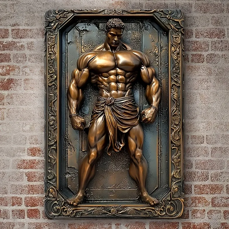 Boho-Chic Aluminum Wall Sign, Fitness Bronze for Man Design, Perfect for Home, Farmhouse, Bar & Restaurant Decor