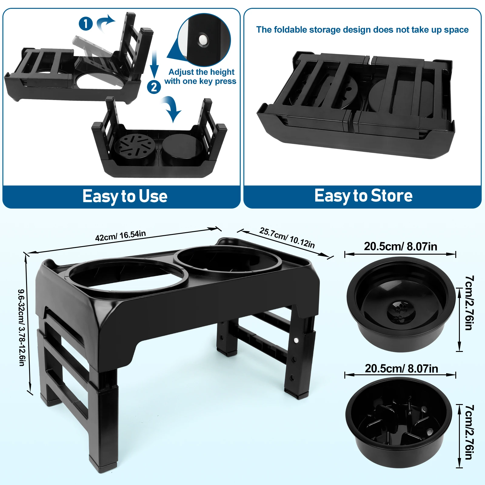 Elevated Dog Bowls, 2-in-1 Raised Slow Feeder Dog Bowls Stand with Anti Spill Water Bowl 4 Height for Large Medium Dogs,