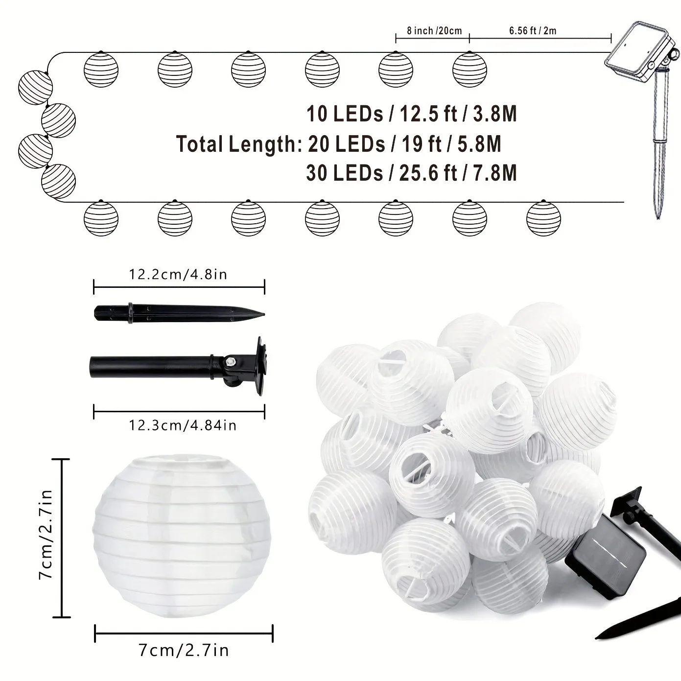 LED Solar Lantern String Lights Outdoor Garland Fairy Lights Solar Powered Garden Decorative Light for Christmas Wedding Party