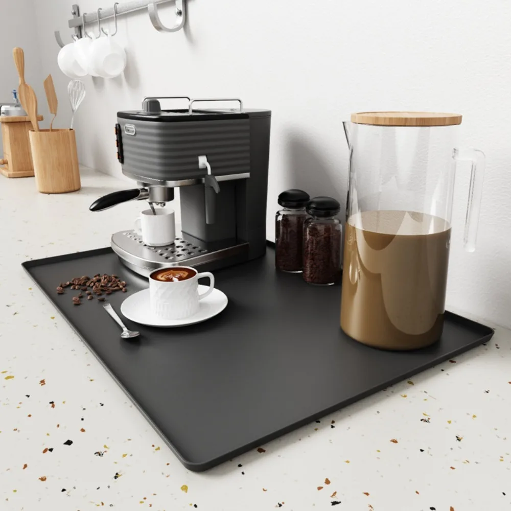 

Durable 2 in 1 Coffee Machine Mat Waterproof Silicone Coffee Bar Mat Non-slip Detachable Drain Pad Home
